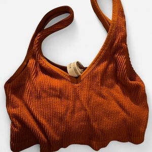 Forever 21 Orange Ribbed Crop Top